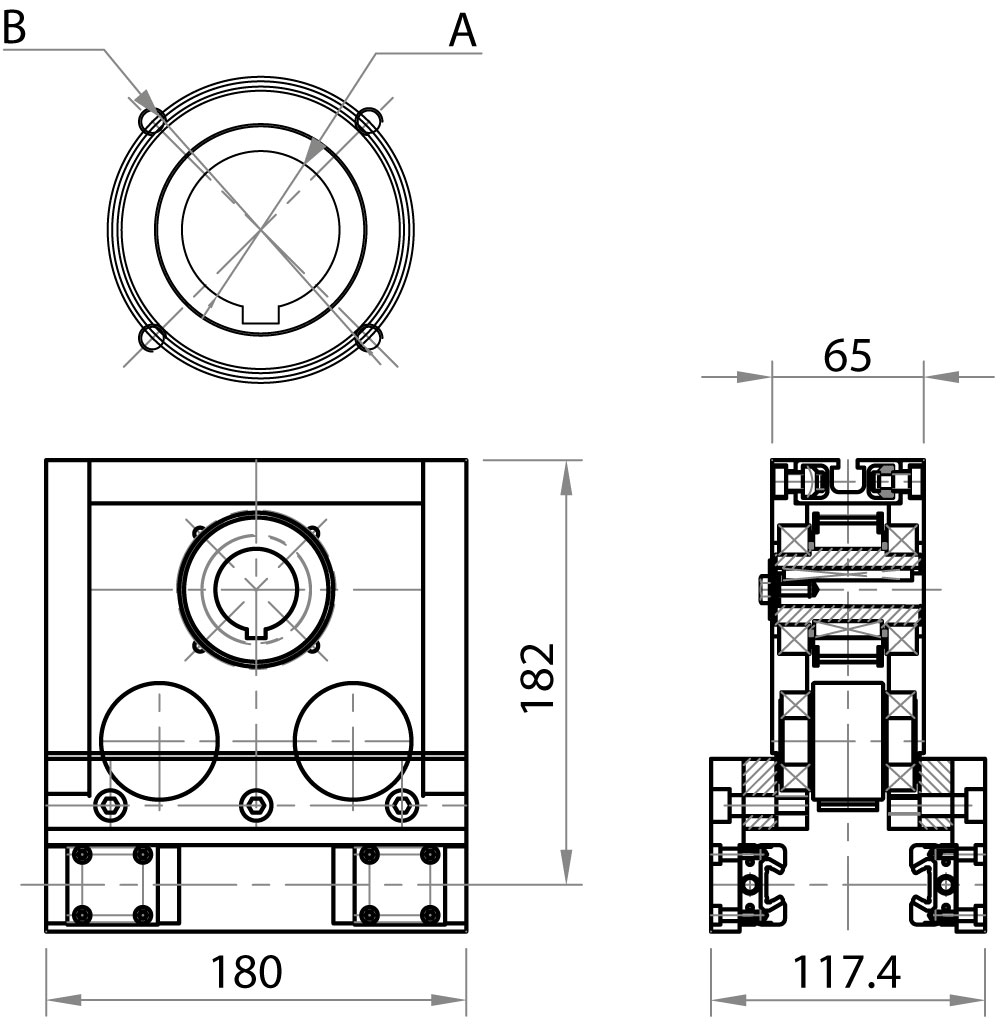 M08245P-25 - Testata di traino con pattini per M08216P e M08225P / Unità lineari a comando intermedio / Sistemi lineari di scorrimento / Prodotti / Alutec | Profili in alluminio, sistemi di trasporto e automazione industriale - Alutec Group M08245P-25 - Testata di traino con pattini per M08216P e M08225P / Unità lineari a comando intermedio / Sistemi lineari di scorrimento / Prodotti / Alutec | Profili in alluminio, sistemi di trasporto e automazione industriale - Alutec Group