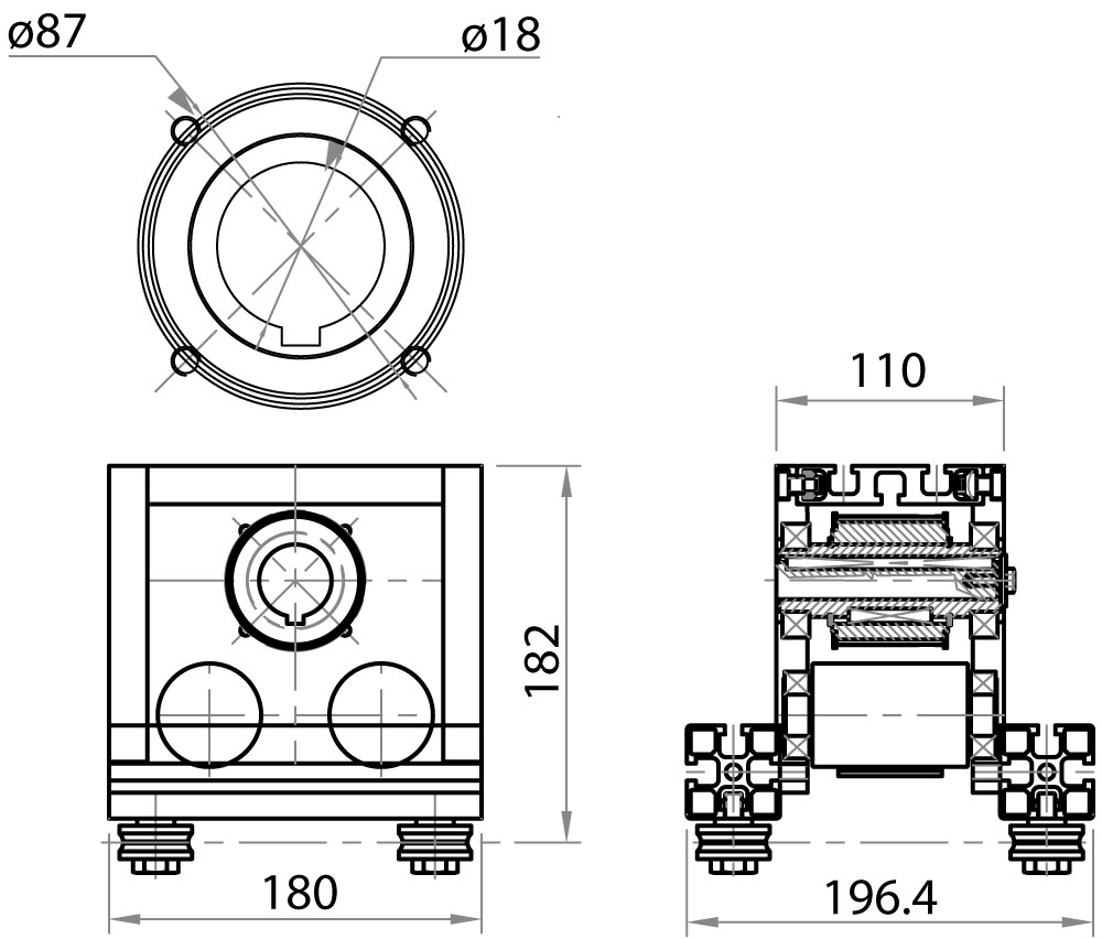 M08290 - Antriebseinheit für M08250 / Lineareinheiten mit Zwischensteuerung / Lineare Laufsysteme / Produkte / Alutec | Profili in alluminio, sistemi di trasporto e automazione industriale - Alutec Group M08290 - Antriebseinheit für M08250 / Lineareinheiten mit Zwischensteuerung / Lineare Laufsysteme / Produkte / Alutec | Profili in alluminio, sistemi di trasporto e automazione industriale - Alutec Group