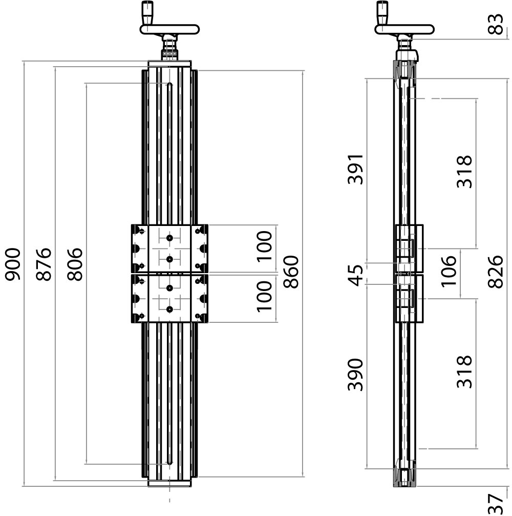 022004PC - Linearer Positionierer mit Schienensystem und zwei gegenüberliegenden Schlitten / Linearpositionierer / Lineare Laufsysteme / Produkte / Alutec | Profili in alluminio, sistemi di trasporto e automazione industriale - Alutec Group 022004PC - Linearer Positionierer mit Schienensystem und zwei gegenüberliegenden Schlitten / Linearpositionierer / Lineare Laufsysteme / Produkte / Alutec | Profili in alluminio, sistemi di trasporto e automazione industriale - Alutec Group