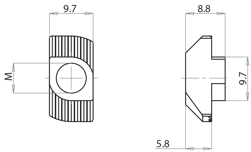 210404 - Hammer nuts for 10 mm slot / Screws, nuts, washers / Fastening accessories / Products / Alutec | Profili in alluminio, sistemi di trasporto e automazione industriale - Alutec Group 210404 - Hammer nuts for 10 mm slot / Screws, nuts, washers / Fastening accessories / Products / Alutec | Profili in alluminio, sistemi di trasporto e automazione industriale - Alutec Group